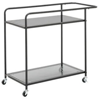 Mid.you Servierwagen , Schwarz , Metall, Kunststoff, Glas , Rollen , 71x69x38 cm , Fsc , Esszimmer, Servierwagen