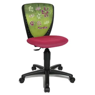 Topstar Nic 70570JD4 Blumen Kinderschreibtischstuhl, Drehstuhl, schwarz/rosa