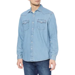 Amazon Essentials Herren Langärmeliges Jeanshemd, Normale Passform, Hellblau, XXL