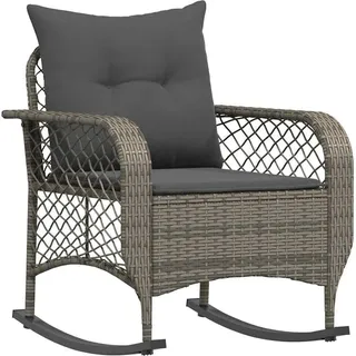 SYFAXTM Garten-Schaukelstuhl mit Kissen Grau Poly Rattan - Grau