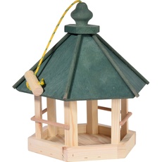 Bild Vogelhaus zum Aufhängen, 6-eckiges Futterhaus mit Kordel, Kiefer Grün