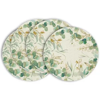 Artoid Mode Grüner Eukalyptus Sommer Platzsets 4er Set, 37cm Küche Tisch Dekoration Drinnen Urlaub Party Dekor