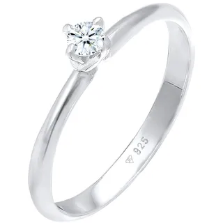 Elli DIAMONDS Ring Solitär Diamant (0.1 .) Klassik 925 Silber Ringe Damen