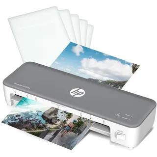 HP Laminiergerät, 3167 Visitenkarten, DIN A4 Heisslaminator 270 mm/min Grau, Weiß