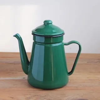JMAHM Teekanne Emaille Kaffeekanne 1L Wasser Kanne Kann für Kaffee, Tee, Milch, Öl Verwendet Werden, Induction Cooker Gas Stove Universal (Grün)