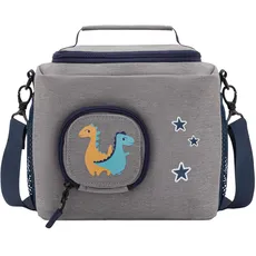 KLEINE KEKSE Tasche für Toniebox für 10 Figuren und Box - Transporttasche für Tonies mit Lautsprecher-Öffnung und Haken (Dino Grau-Blau)