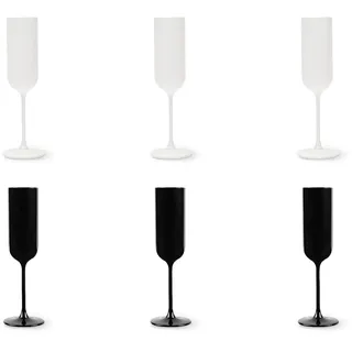 Excelsa Nordic Set mit 6 weißen und schwarzen Flöten, besprühtes Glas, Fassungsvermögen 210 ml.