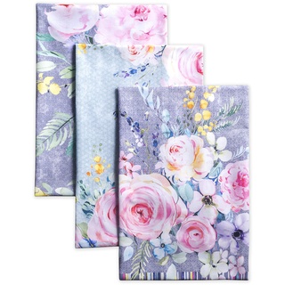 Maison d' Hermine Sweet Rose Lavender-Lush Lavender 100% Baumwolle Set von 3 Multi-Purpose Küchenhandtuch | Bar Handtücher | Frühling/Sommer (50 cm X 70 cm)