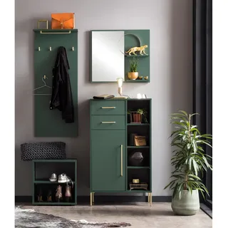 Flur Set inkl. Spiegel KELLA-80 in waldgrün, B/H/T: ca. 132,1/180/33,2 cm - Grün