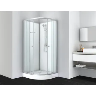 SANOTECHNIK Komplettdusche OCEAN mit Schiebetür 80 x 203 cm weiß/silber matt/Sicherheitsglas