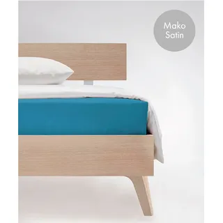 FLEURESSE Spannbettlaken Mako-Satin 160 x 200 cm meeresblau