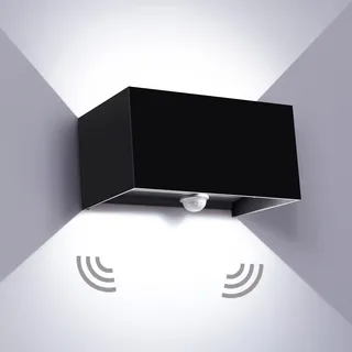 Kingwei 20W LED Wandleuchte, Aussenlampe mit Bewegungsmelder, Außenleuchte IP65 Wasserdicht Außen Wandlampe Schwarz mit Einstellbare Lichtstrahl Design, Aussenwandleuchte Kaltweiß