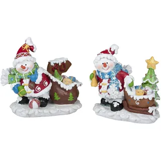Christmas Gift 79968 Weihnachtsfigur Schneemann mit Sack, 12 cm, zufällige Designauswahl