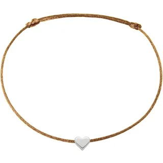 Selfmade Jewelry Fußkettchen Damen Silber Herz Handgemachtes Fußband mit Herzchen Größenverstellbar Inkl. Geschenk-Verpackung (Silber - Bronzebraun)