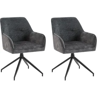 byLIVING Esszimmerstuhl Jacky Vintage Velvet-Bouclé grau 2er Set