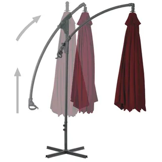 vidaXL Ampelschirm mit Stahlmast 250 x 250 cm weinrot