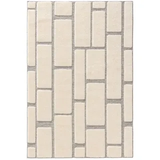 benuta Teppich Elvy Cream/Grau 200x300 cm pflegeleicht, Teppiche - Creme Kunststoff, Rechteckig, - 200x300 cm - Für Fußbodenheizung Geeignet