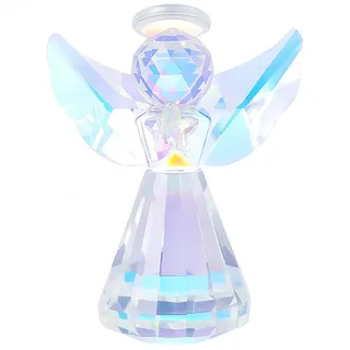 BEAMARKER Kristall Schutzengel Statue 3.3 Zoll Transparent AB Glas Engel Ornament Statue Weihnachten Kunst Geschenk Briefbeschwerer Dekoration Damen Home Office Schlafzimmer Wohnzimmer Tisch Schreibti