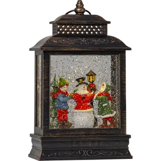 Star Trading LED-Laterne "Vinter", Kinder mit Schneemann,Bronze - Bronze