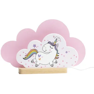 Kindertischleuchte , Hellrosa , Holz, Kunststoff , Birke, Eiche , Einhorn , 20 cm , Lampen & Leuchten, Innenbeleuchtung, Kinderzimmerlampen