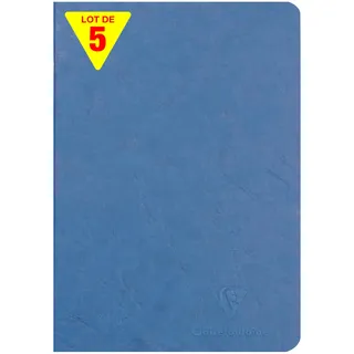 Clairefontaine 733104Cpack - Packung 5 Heft - Notizbuch geheftet, Age Bag, DIN A5 14,8x21 cm, 48 Blatt, blanko, 90g, Blau, 1 Pack