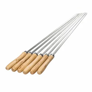 IMEEA Grillspieße Edelstahl 42cm Schaschlikspieße 12er Set Flache BBQ Spieße rostfrei spülmaschinenfest wiederverwendbar Fleischspieße für Gasgrill Camping Party
