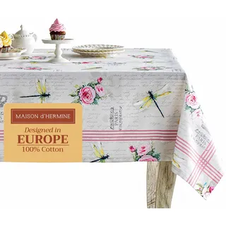 Maison d' Hermine Tischdecke, quadratisch, 100% Baumwolle, Tischdecke für Esszimmer, Bauernhaus, Zuhause, Hotel, Partys und Hochzeiten, ideal für Osterdekorationen, Frühling und Sommer (Champ de Mars