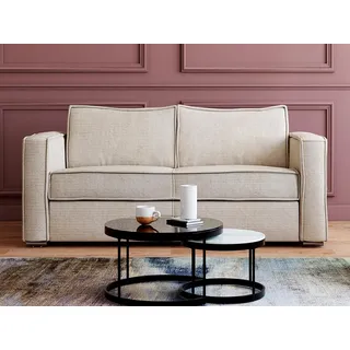 vente-unique Schlafsofa mit Matratze 3-Sitzer - Cord - Beige - Liegefläche 140 cm - Matratze 14 cm - LORETO
