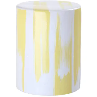 SAFAVIEH Modern Ceramic Garden Stool, in Yellow and White, 35 X 35 X 45