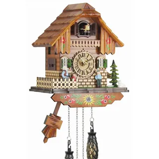 Eble Kuckucksuhr Kuckuckuhr Echtholz NEU batteriebetriebenes Quartzwerk Musik Kuckuckruf Heidi Haus II 25cm- 60830000