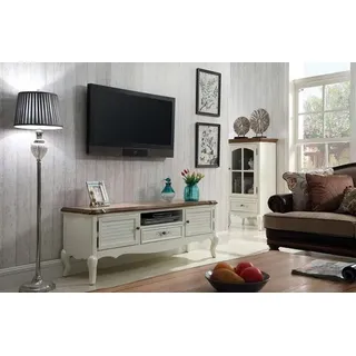 Kommode Landhaus Stil 160 x 45 x 59 cm JVmoebel - Braun, Weiß