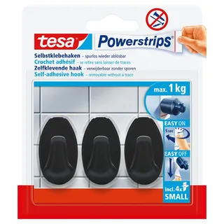 Tesa Garderobenhaken Small Oval Schwarz
