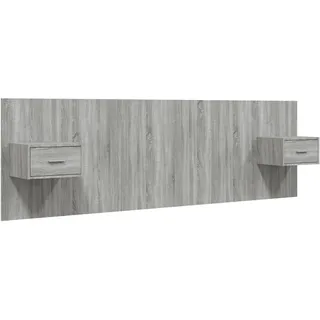 Bettkopfteil mit Nachttischen Grau Sonoma Holzwerkstoff - Grau