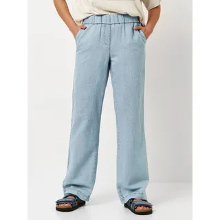 Schlupfhose TONI "Pia Wide", Damen, Gr. 38, N-Gr, blau (blau bleached), Web, Obermaterial: 50% Baumwolle, 25% Leinen, 25% Lyocell, lang, Hosen Schlupfhose, Sommerhose in sommerlicher Qualität mit Leinen