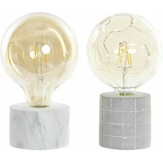 Tischlampe DKD Home Decor Weiß Grau Gold Zement 12 x 12 x 22 cm (2 Stück)