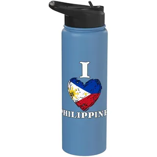 I Love Philippines Herzflagge der Philippinen Stainless Steel Insulated Water Bottle