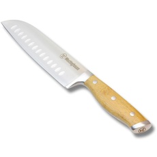 Westinghouse Kochmesser, Santokumesser, Klingenlänge 20 cm, ergonomischer Bambus-Griff, 3-fach vernietet, 2,5 mm starke Edelstahl Klinge, sehr scharf, Profi Sushi Messer, Japanisches Küchenmesser