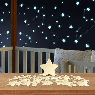 Homery Leuchtsterne Kinderzimmer [100 Stück] Leuchtsterne selbstklebend für Wand und Decke, leuchtende Sterne für Kinderzimmer, Sternenhimmel Aufkleber, Leuchtsticker, fluoreszierende Sterne