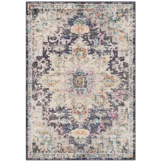 SAFAVIEH Boho Teppich für Wohnzimmer, Esszimmer, Schlafzimmer - Madison Collection, Kurzer Flor, Schwarz und Gold, 65 X 152 cm