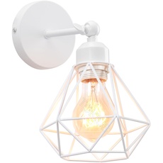 TOKIUS Wandlampe Vintage 16CM Wandleuchte Innen im Industrial Design Retro E27 Lampe aus Eisen Käfig Lampenschirm Verstellbare Deckenleuchte für Flur Wohnzimmer (1 Stück, Weiß)