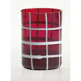 Zafferano Twiddle - Set mit 6 roten geblasenen Glasgläsern, 35 cl - handgefertigte Trinkgläser mit weißem Dekor, spülmaschinenfest - Rot