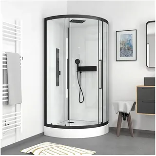 Marwell Komplettdusche mit Schiebetür 90 x 215 cm Weiß/Schwarz