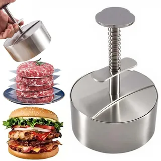 CHARMNAIL Burgerpresse & Smash Burger Presse aus Edelstahl, 304 Lebensmittelqualität, Verstellbare & Antihaft Presse, auch als Mini-Pfanne/Grillzange für Haushalt, Camping und BBQ
