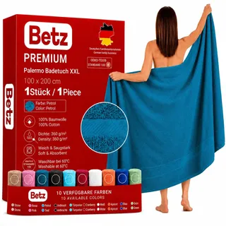 Betz Badetuch XXL 100x200 cm 100% Baumwolle – Weiches Frottee Saunatuch & Strandtuch – Pflegeleicht & saugstark – Palermo Serie – Farbe Petrol