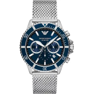 Emporio Armani Diver Chronograph Herrenuhr - Silber, Blau
