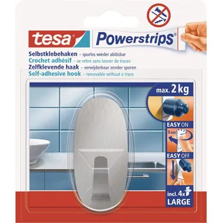 Tesa Garderobenhaken Oval Edelstahl Silber