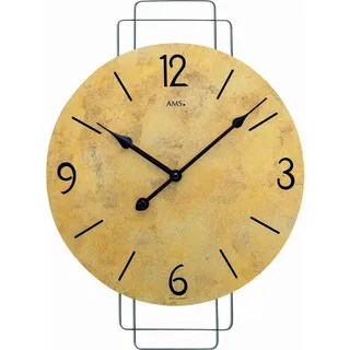 AMS W9689 Wanduhr mit Metall-Design und Messing Antik-Zifferblatt