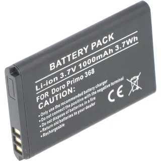 AccuCell Akku passend für Doro Primo 368, Maße 53,1x33,8x5,4mm, Li-ion Doro RCBNTC05, 3,7V, 1000mAh, 3,7Wh