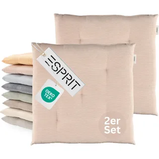 Esprit 2er Set Sitzkissen Stuhl 40x40cm Rose - Bequeme Stuhlkissen für Esszimmer & Küche - waschbar bis 30°C - Öko-Tex - Sitzauflage für Gartenmöbel, Sitzpolster, Bank, Bürostuhl & Boden