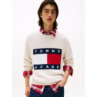 Tommy Hilfiger Tommy Jeans Melange Flag Regular Fit Pullover - Ancient White Heather - S